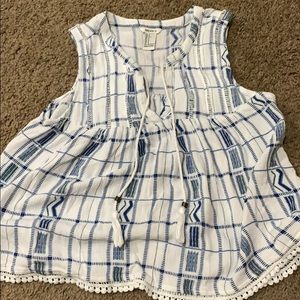 Blue and White Light Top